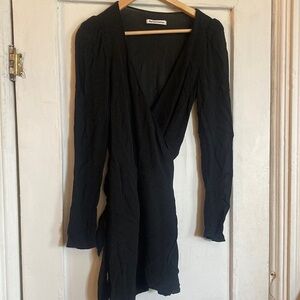 Reformation black wrap mini dress
